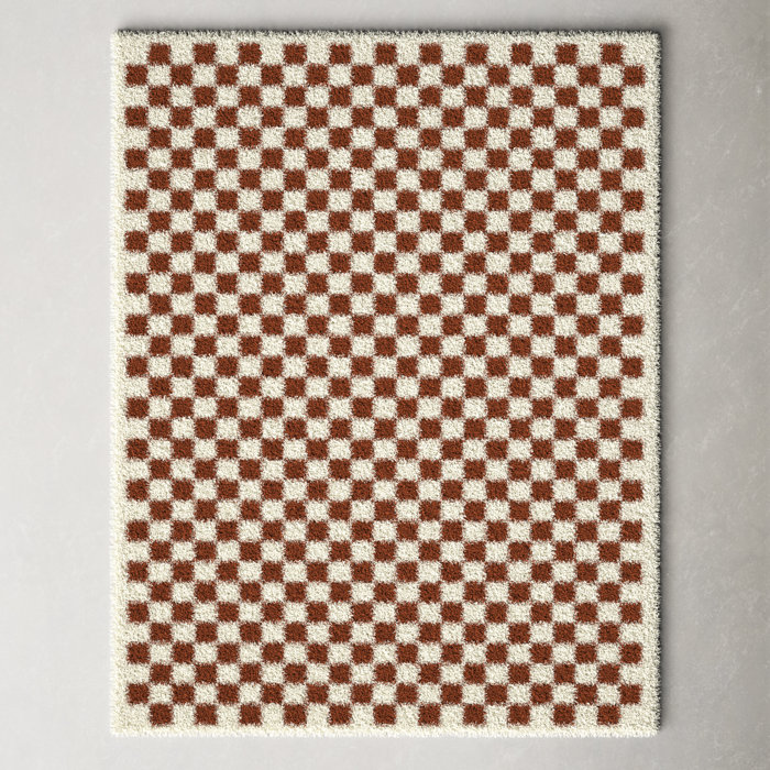 Walker Checkered Burnt Orange/Cream Shag Area Rug & Reviews AllModern